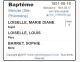 Baptême (Fiche Drouin)